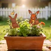 Osterdeko Garten 2er Set, rostige Metall Osterhasen im Produktbild-Vorschau 6