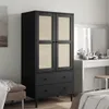 vidaXL Šatní skříň SENJA ratanový vzhled černá 90x55x175 cm Náhled obrázku produktu 2
