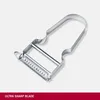 A silver peeler with a julienne blade is shown against a plain white background. Produktbild-Vorschau