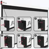 A set of instructional diagrams showing how to assemble or adjust a projection screen mechanism. Produktbild-Vorschau