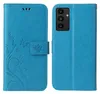 A blue flip cover phone case is shown open, displaying the inside and outside of the case. Produktbild-Vorschau