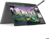 A 2-in-1 laptop is shown in a tent mode, displaying digital art software with a stylus hovering above the screen. Produktbild-Vorschau