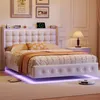 Lit rembourré UnboxG 160 x 200 cm en velours avec éclairage Voir les images du produit 1