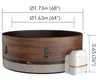 A diagram showing the dimensions of a whirlpool and its accompanying pump. Náhled obrázku produktu