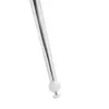 A close-up of the bottom of a silver metal chair leg with a white adjustable foot. Náhled obrázku produktu