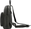 A black leather rucksack is shown from the side against a white background. Voir les images du produit