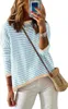 ASKSA Damen Gestreift Pullover Rundhals Langarm Casual Produktbild-Vorschau 1