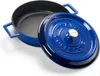 A blue enameled cast iron pot with its lid slightly ajar, displayed on a white background. Náhľad obrázku produktu