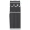 A dark gray, corrugated metal firewood storage rack with silver metal trim, shown from the front against a white background. Podgląd zdjęcia produktu