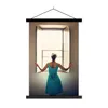 MuchoWow® Textilposter Frau öffnet Fenster 60x90 cm mit Produktbild-Vorschau 1