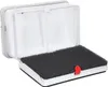 A white plastic filter housing with a black foam filter and a red clip, shown open. Produktbild-Vorschau