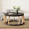 Rattan-Runder Couchtisch 90 cm – Vintage-Design in Produktbild-Vorschau 1