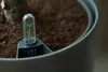 A close-up of a plant pot with a moisture meter inserted into the soil. Produktbild-Vorschau