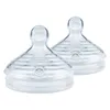 Two clear silicone baby bottle nipples are shown against a white background. Produktbild-Vorschau