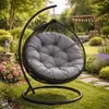Rundes Gartenkissen 130 cm Grau – wasserabweisendes Outdoor Produktbild-Vorschau 4