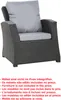A single armchair with cushions, with text below listing product exclusions in multiple languages. Anteprima dell’immagine prodotto