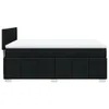 A side view of a black boxspring bed with a white mattress on top, set against a white background. Produktbild-Vorschau