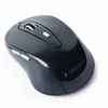 A black wireless computer mouse with silver accents is shown on a white background. Produktbild-Vorschau