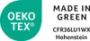 A marketing image featuring OEKO-TEX and MADE IN GREEN certifications. Produktbild-Vorschau