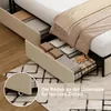 Łóżko tapicerowane ProximaX 140×200 cm w kolorze beżowym - Podgląd zdjęcia produktu 10