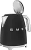 A black Smeg kettle with the lid open, shown from a side angle. Podgląd zdjęcia produktu