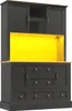 A dark gray hutch cabinet with a bright yellow interior and a light wood countertop. Podgląd zdjęcia produktu