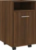 A brown, wooden filing cabinet with wheels. Náhľad obrázku produktu