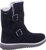 A black suede boot with fur lining and buckles, shown from the side against a white background. Produktbild-Vorschau