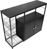 A black kitchen storage cabinet with wire baskets and two wooden knobs on the doors, shown from a high angle. Voir les images du produit