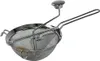 A stainless steel food mill or sieve with a handle and a rotating mechanism. Produktbild-Vorschau