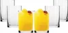Six glasses, two filled with a yellow beverage and garnished with orange slices and raspberries, and four empty glasses. Voir les images du produit