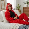 Onesie Kigurumi Pigiama Rosso Dinosauro Travestimento Anteprima dell’immagine prodotto 9