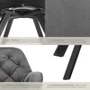 A collage of four images showcasing different aspects of a gray velvet armchair, including its base, fabric texture, upholstery detail, and legs. Produktbild-Vorschau
