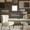 A modern living room setting with a sofa, armchair, and a coffee table, featuring a wall-mounted LED panel. Produktbild-Vorschau