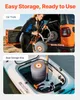 The image shows a kayak/canoe cart being stored in a car trunk and then in a boat storage area. Anteprima dell’immagine prodotto