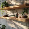 Mensola in rovere massiccio con bordo naturale/bordo albero Anteprima dell’immagine prodotto 1