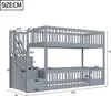 A diagram of a gray bunk bed with dimensions indicated by lines and numbers. Náhled obrázku produktu