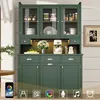 okwish Küchenschrank mit LED Beleuchtung und 3 Glastüren Produktbild-Vorschau 7