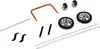 A collection of parts for a welding cart, including wheels, chains, and a handle. Náhľad obrázku produktu