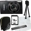 A product shot of a Canon Ixus camera and its accessories. Produktbild-Vorschau