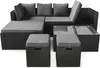 A sectional outdoor furniture set with a coffee table and ottomans, displayed on a white background. Náhled obrázku produktu
