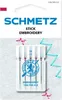 A package of Schmetz embroidery needles on a textured background. Náhled obrázku produktu