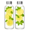 2er Set Trinkflasche aus Glas 1 Liter Deckel aus Edelstahl Produktbild-Vorschau 1
