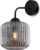 RIFFLE ZWARTE WANDLAMP, 1 ARMATUUR, PLATTE LAMPENKAP, Productafbeelding-voorbeeld 1