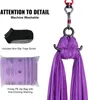 A collage of product details including yoga socks, a packaged bag, and the aerial yoga hammock. Podgląd zdjęcia produktu