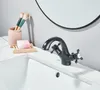 Ari Retro wastafelmengkraan, zwart, antiek messing, met 2 Productafbeelding-voorbeeld 2