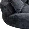 A close-up view of a dark grey chenille fabric sofa with a pillow. Podgląd zdjęcia produktu