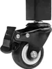 A close-up view of a black caster wheel with a brake mechanism, attached to a black metal support, with a portion of a black square leg visible at the top. Anteprima dell’immagine prodotto