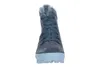 A front view of a gray boot with laces and faux fur trim. Produktbild-Vorschau