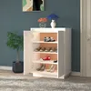 The Living Store Schuhschrank Weiß 60x35x80 cm Massivholz Produktbild-Vorschau 3